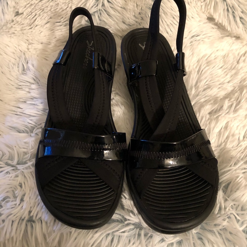 Skechers Wedge/Platform Sandals.  Black